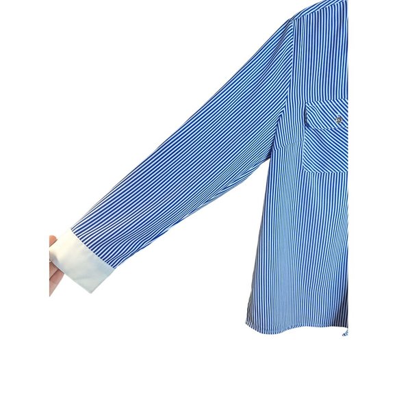 Notations Women's Blue & White Stripe Button Down Blouse Classic Preppy sz XL - Picture 5 of 12